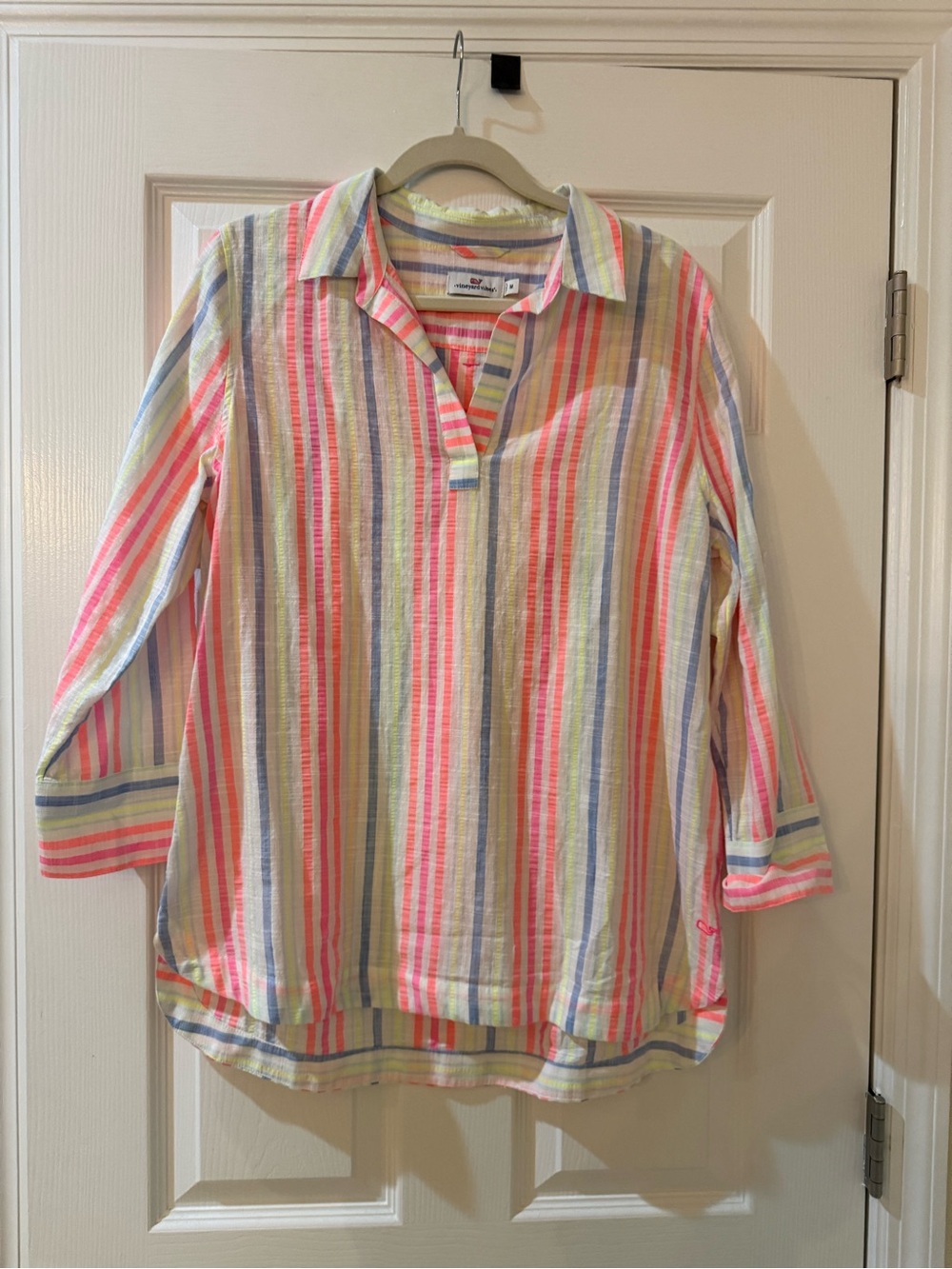 Vineyard Vines Striped Tunic Top - Pink, Blue, Yellow & Cream